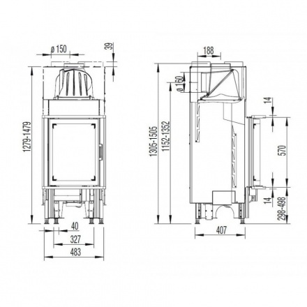 Каминная топка Austroflamm 45x517 K радиальное стекло