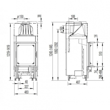 Каминная топка Austroflamm 45x51 K радиальное стекло