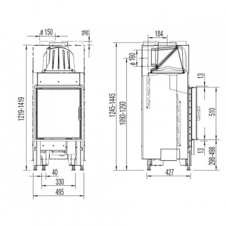 Каминная топка Austroflamm 45x51 K прямое стекло