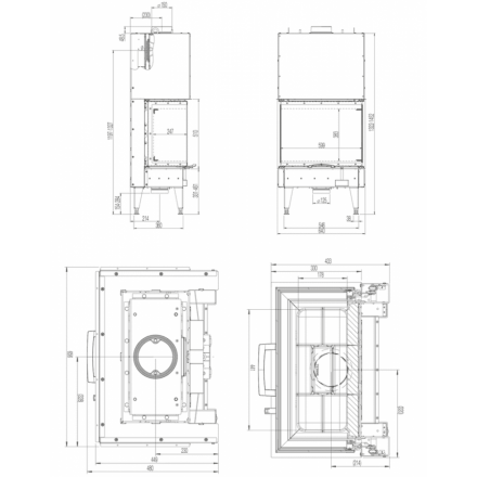 Каминная топка Austroflamm 64x33x51 S3 2.0 подъёмный механизм