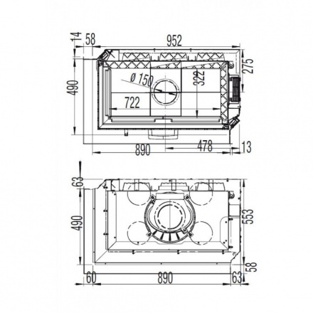 Каминная топка Austroflamm 89x49x45 S 2.0 правая подъёмный механизм