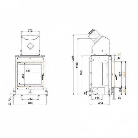 Каминная топка Brunner Kompakt-Kamine 51/55 боковое открывание двери