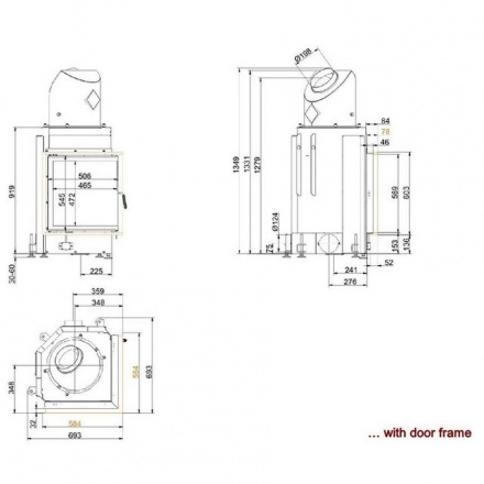 Каминная топка Brunner Eck-Kamin 57/52/52 боковое открытие