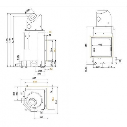 Каминная топка Brunner Eck-Kamin 51/52/52 боковое открытие