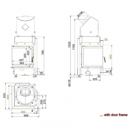 Каминная топка Brunner Eck-Kamin 42/42/42 боковое открытие