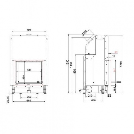 Каминная топка Brunner Kompakt-Kamine 51/55 подъемный механизм двери вверх