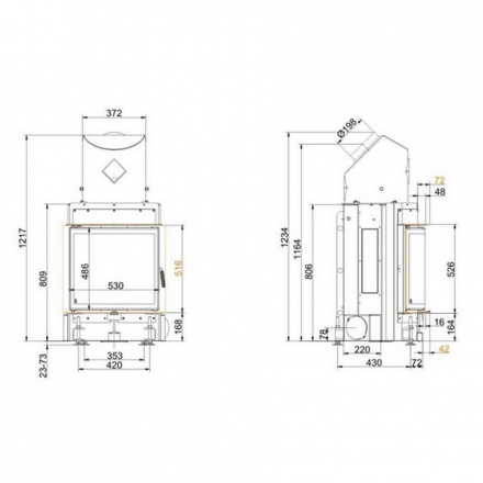 Каминная топка Brunner Kompakt-Kamine 51/55 радиусное стекло