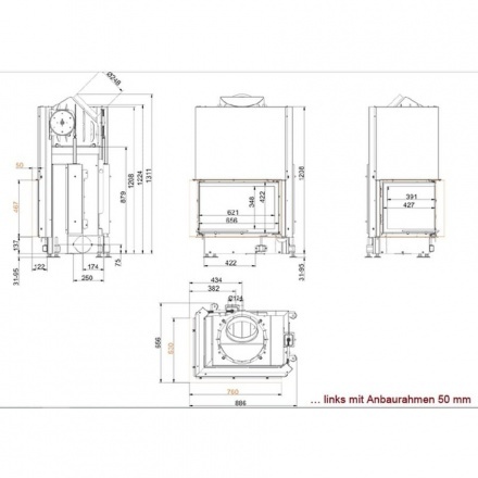 Каминная топка Brunner Eck-Kamin 45/67/44 подъёмный механизм