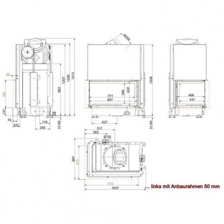 Каминная топка Brunner Eck-Kamin 45/82/48 подъёмный механизм