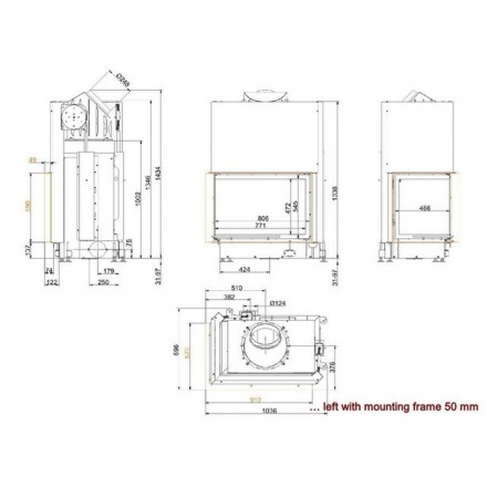 Каминная топка Brunner Eck-Kamin 57/82/48 подъёмный механизм