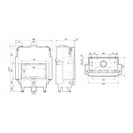 Каминная топка Defro Home RIVA ME G SHORT с водяным контуром и подъемом стекла вверх