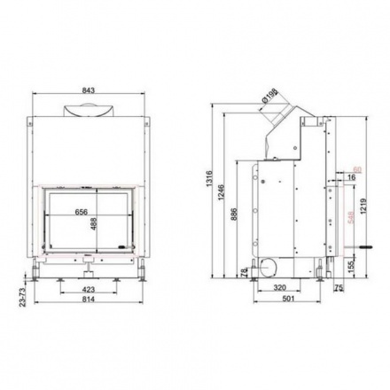 Каминная топка Brunner Kompakt-Kamine 51/67 подъемный механизм двери вверх