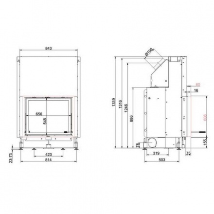 Каминная топка Brunner Kompakt-Kamine 57/67 подъемный механизм двери вверх