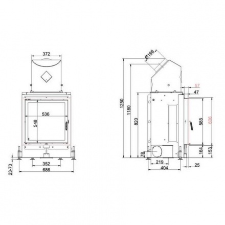 Каминная топка Brunner Kompakt-Kamine 57/55 боковое открывание двери