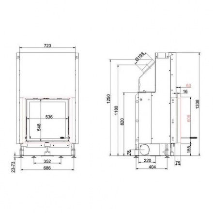 Каминная топка Brunner Kompakt-Kamine 57/55 подъемный механизм двери вверх