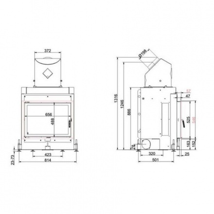 Каминная топка Brunner Kompakt-Kamine 51/67 с боковым открыванием