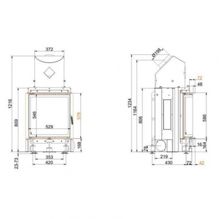 Каминная топка Brunner Kompakt-Kamine 57/55 радиусное стекло