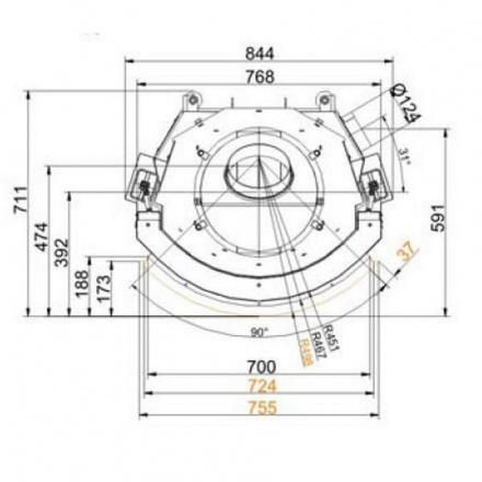 Каминная топка Brunner Kompakt-Kamine 57/67 радиусное стекло, подъемный механизм вверх