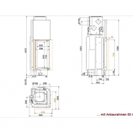 Каминная топка Brunner Eck-Kamin 70/33/33 подъемный механизм