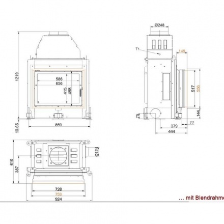 Каминная топка Brunner Stil-Kamin 51/67 боковое открывание двери