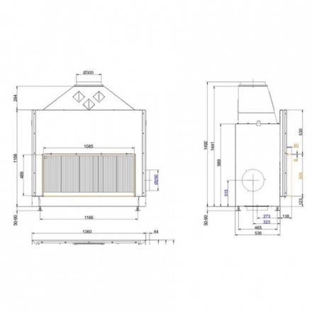 Топка-камин Brunner Urfeuer 50/110 прямой , открытая