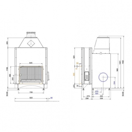 Топка-камин Brunner Urfeuer 50/66 кухонный с грилем , открытая