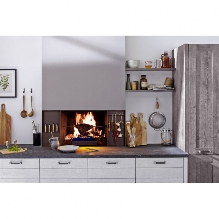 Топка-камин Brunner Urfeuer 50/66 кухонный с грилем, функциональными нишами , открытая