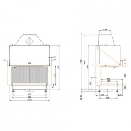 Топка-камин Brunner Urfeuer 50/44/88/44 панорама , открытая