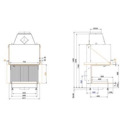 Топка-камин Brunner Urfeuer 50/44/66/44 панорама , открытая