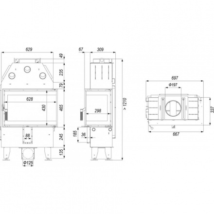 Каминная топка INTRA SM BL SLIM
