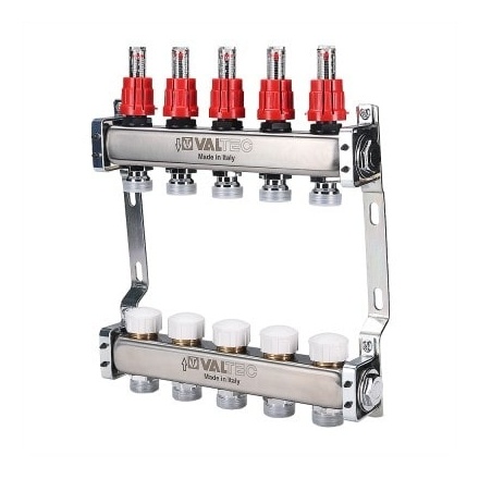 Коллекторная группа VALTEC 1 3/4 (7 вых.) c рег. и баланс. клапанами и расходомерами 