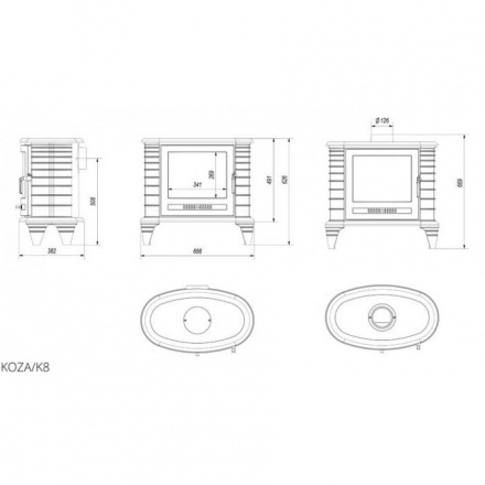 Печь-камин Kratki Koza K8