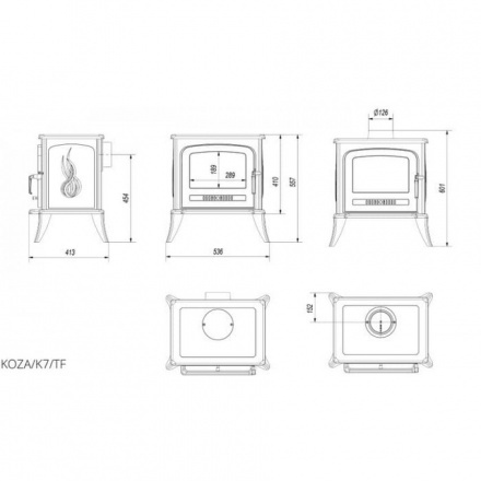 Печь-камин Kratki Koza K7 с турбиной