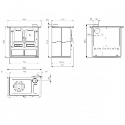 Отопительная печь HARK Herd Regina 631 Maiolica с духовкой и плитой