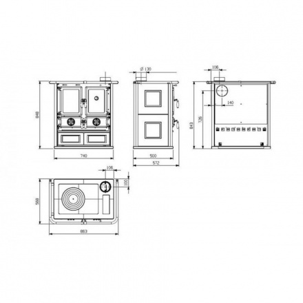 Отопительная печь HARK Herd Regina 350 Maiolica с духовкой и плитой
