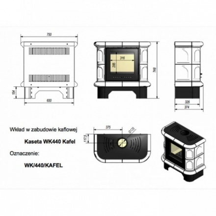 Кафельная печь камин Kratki WK/440/KAFEL/CZ