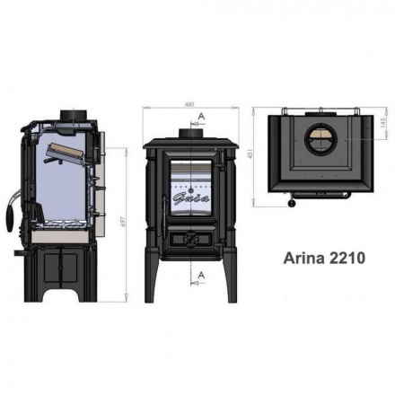 Печь GUCA Arina High из чугуна