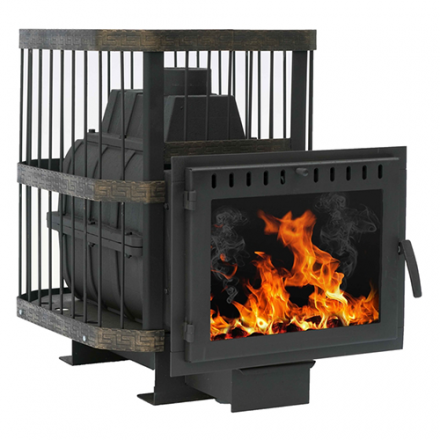 Печь банная Сибирь-24 (панорамное стекло, сетка квадрат)