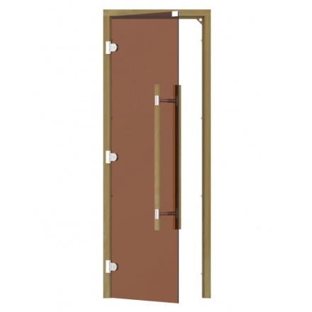 Дверь 560 левая Sawo 1890х690, кедр, 8 мм, 3 петли, бронза