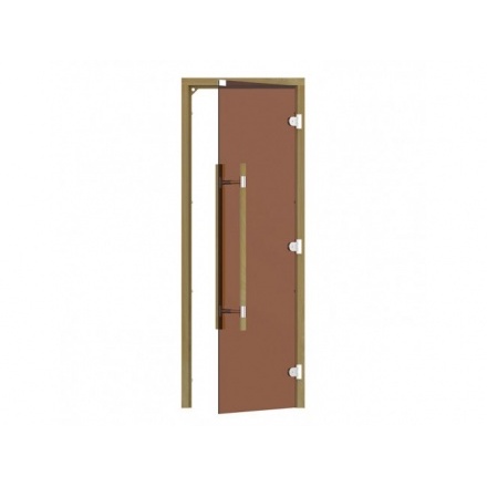 Дверь 560 правая Sawo 1890х690, осина, 8 мм, 3 петли, бронза
