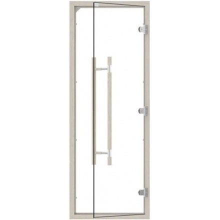 Дверь 560 Sawo 1890х690, осина, 8 мм, 3 петли, прозрачное