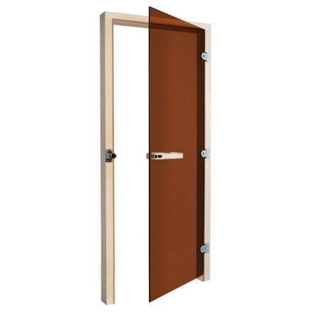 Дверь правая Sawo 1890х690, осина, 8 мм, 3 петли, бронза
