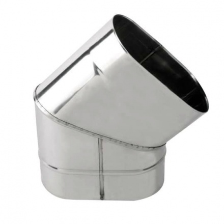 Колено овал. сечения (Отвод) 45 из нерж. ст. 430-1,0 мм,  вертикаль.