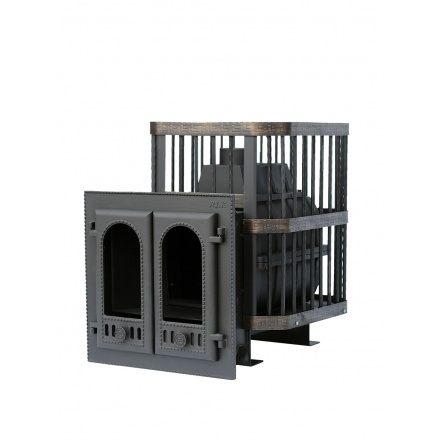 Печь банная Сибирь-24 с двухстворчатой каминной дверцей