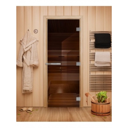 Дверь в баню и сауну Doorwood Эталон Бронза 1900x700 (стекло 10 мм, 3 петли)