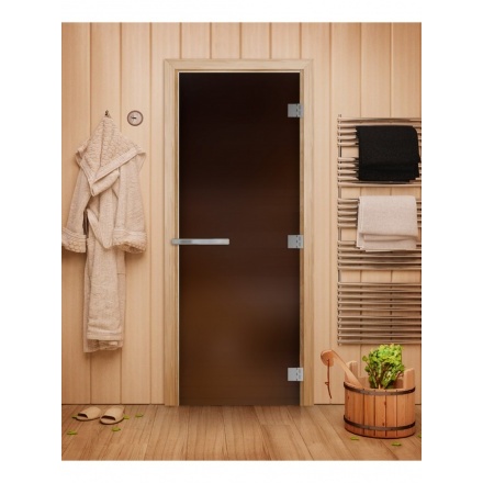 Дверь для бани Doorwood Эталон Бронза Матовая 1900x700 (стекло 10 мм, 3 петли)