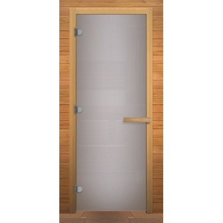 Стеклянная дверь для бани Везувий Сатин Матовая 1800x700 (осина, стекло 8мм, 3 петли)