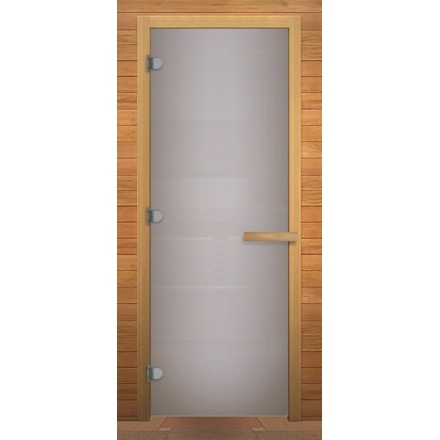 Стеклянная дверь для бани Везувий Сатин Матовая 1800x700 (осина, стекло 8мм, 3 петли)