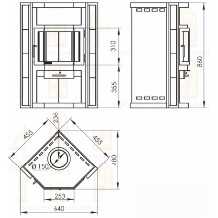 Печь-камин Мета-Бел АОТ 6.0 в модификации Ока