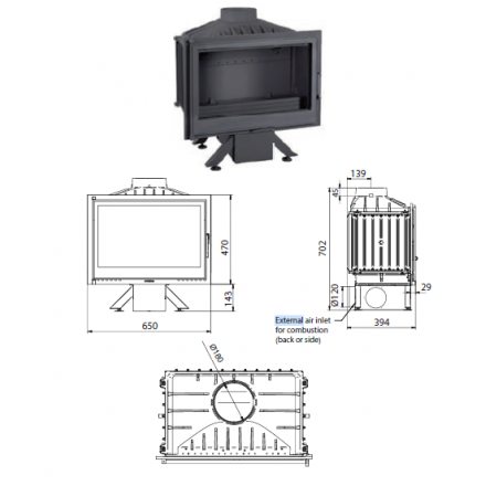 Каминная топка Ferguss FG17 с подводом воздуха извне